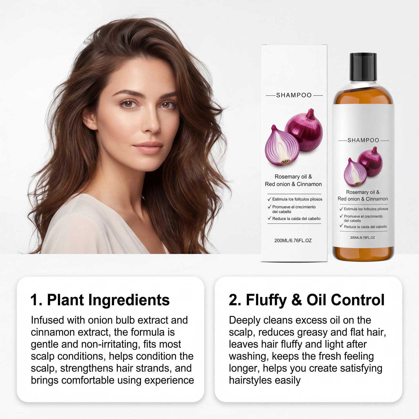 Rosemary Red Onion Shampoo Strengthen Hair Roots Reduce Hair Loss Cleaning Improve Scalp Health Control Oil Nourishing Hair Care