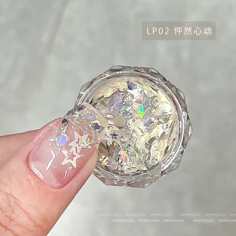1Pc Mixed Shapes Sparkle Nail Glitter Sequins Polish Star Heart Hexagon Nail Glitter 3D Decals For Nail Shining Decorations