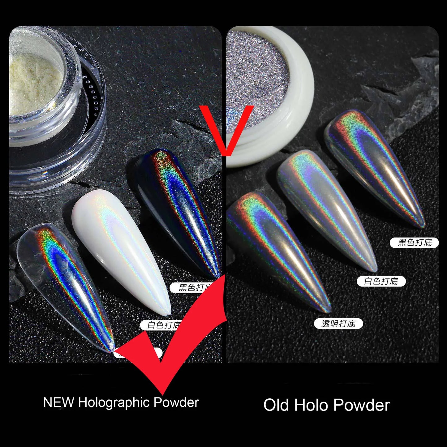 1 Jar Universal Laser Nail Glitter Holographic Powder Transparent Laser Magic Aurora Mirror Glitter UV Gel Pigment Dust