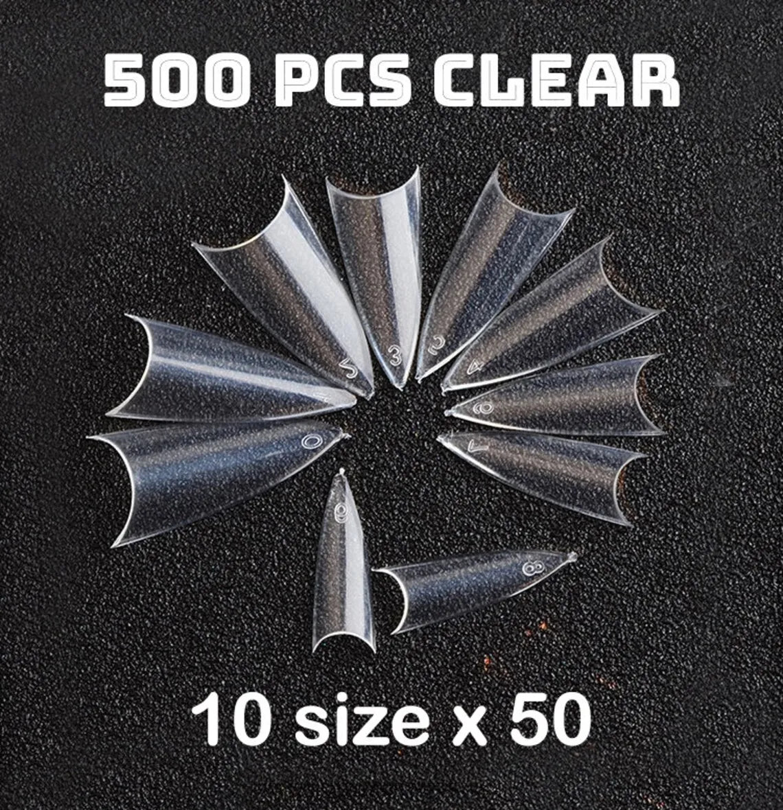 500/550pcs Water Pipe Square Shape Tips For Acrylic False Nail,XL Clear/Nature Half Cover False Nail Tips Extensions Capsules