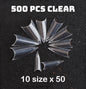500/550pcs Water Pipe Square Shape Tips For Acrylic False Nail,XL Clear/Nature Half Cover False Nail Tips Extensions Capsules