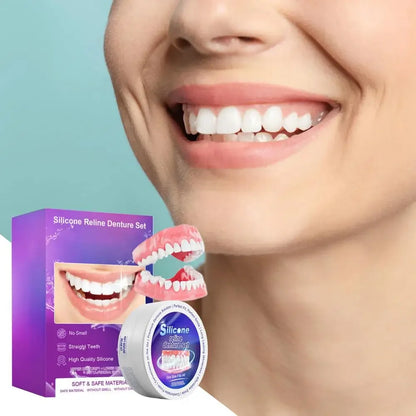 New Silicone Denture Set Temporary Orthodontic Teeth Fit Fake Teeth Oral Hygiene Care Whitening Simulation Braces for Daily Use