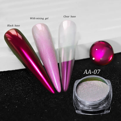1 Jar Universal Laser Nail Glitter Holographic Powder Transparent Laser Magic Aurora Mirror Glitter UV Gel Pigment Dust