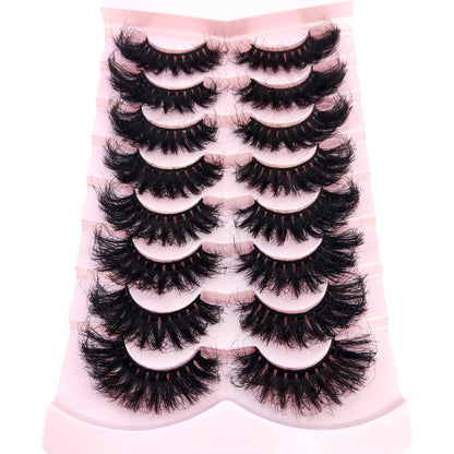 HBZGTLAD 5/8 Pairs of Natural Russian Striped Mink Lashes 3D False Lashes Volume Wavy False Lashes Eyelash Extensions Makeup
