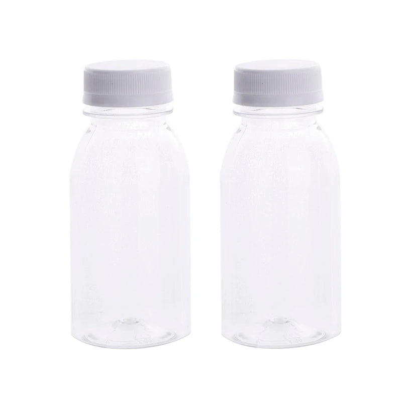 6Pcs 200ML Transparent Kids Water Bottle Plastic Juice Bottle PET Milk Beverage Bottle With Lid Portable Empty Water Bottles