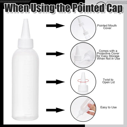WANMEI Hair Oil Application Bottle 1pcs Hair Oil Applicator Bottle with 4pcs Pointed Mouth Cover for All Hair Types, Plastic Hai