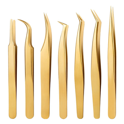 1PC Eyelash Extension Tweezers Lash Tweezer Applicator Extension Supplies Volume Professional Eyebrow Eyelash Gold Tweezers