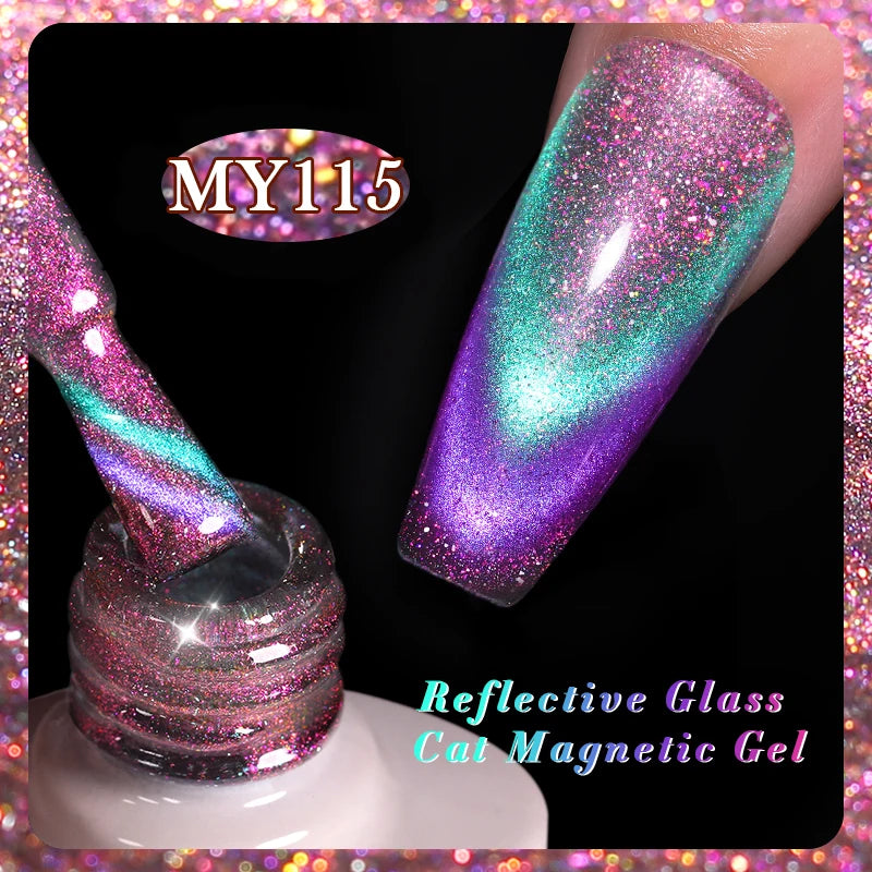 BORN PRETTY Sparkling Glass Bead Cat Magnetic Gel Nail Polish Flash White Spar Red Color Semi Permanent Soak Off UV Gel Varnish