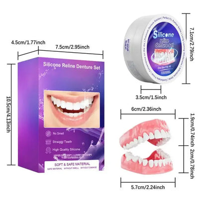 New Silicone Denture Set Temporary Orthodontic Teeth Fit Fake Teeth Oral Hygiene Care Whitening Simulation Braces for Daily Use