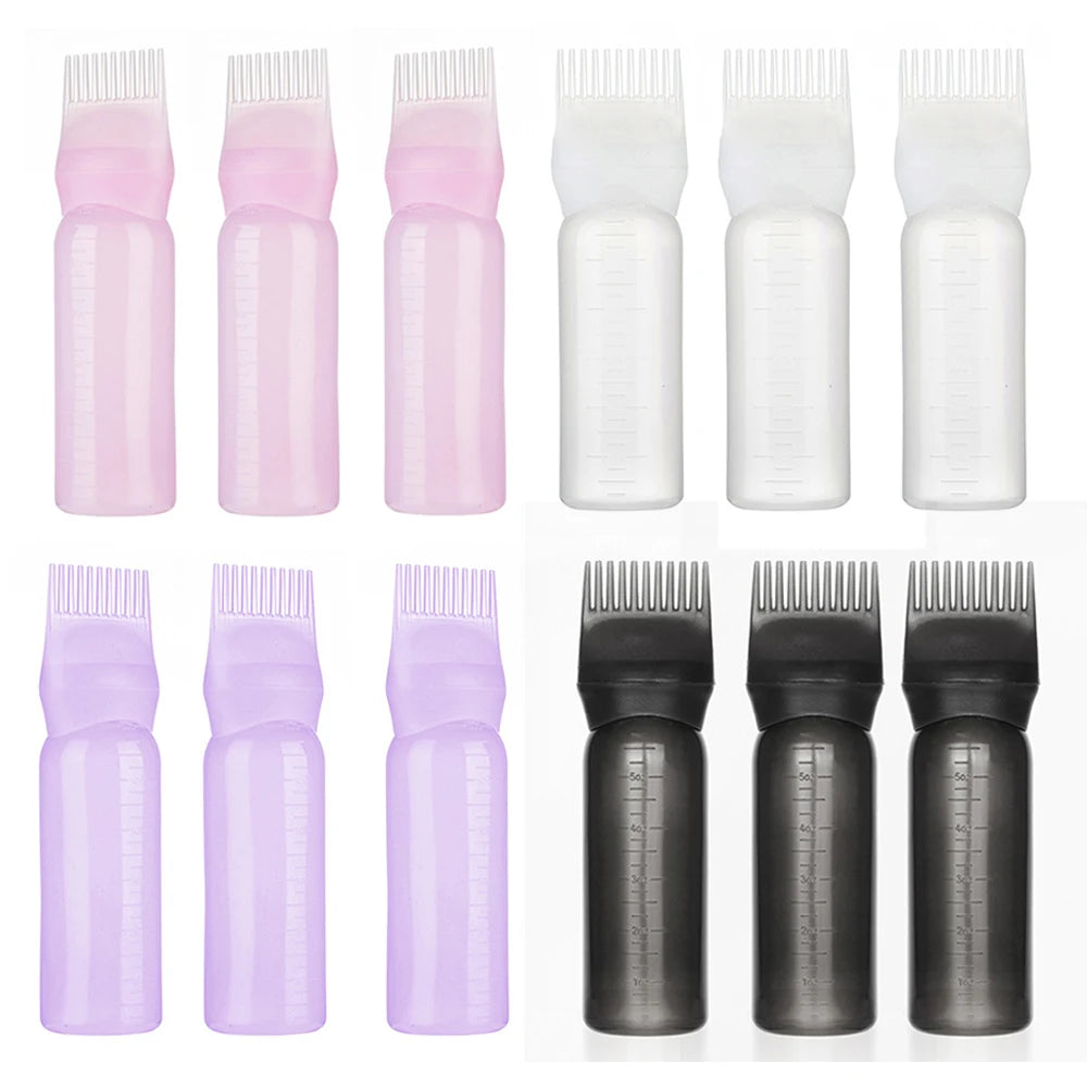 3pcs180ml Hair Oil Applicator Bottle Repeatable Filling Bottle Oil Applicator Bottle for Hair Professional Hairdressing Tools