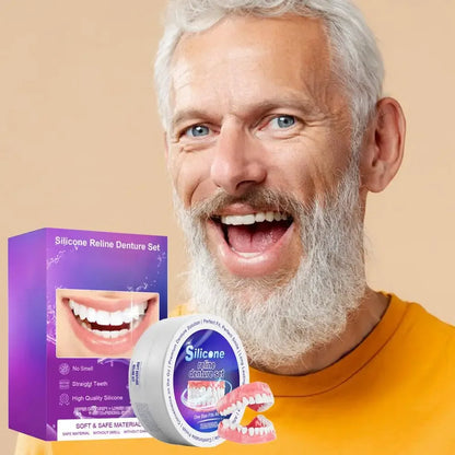 New Silicone Denture Set Temporary Orthodontic Teeth Fit Fake Teeth Oral Hygiene Care Whitening Simulation Braces for Daily Use