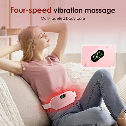 Heated Massage Warming Palace Belt Electric Period Cramp Massager for Menstrual Waist Stomach Abdominal Vibrating Heating Pad