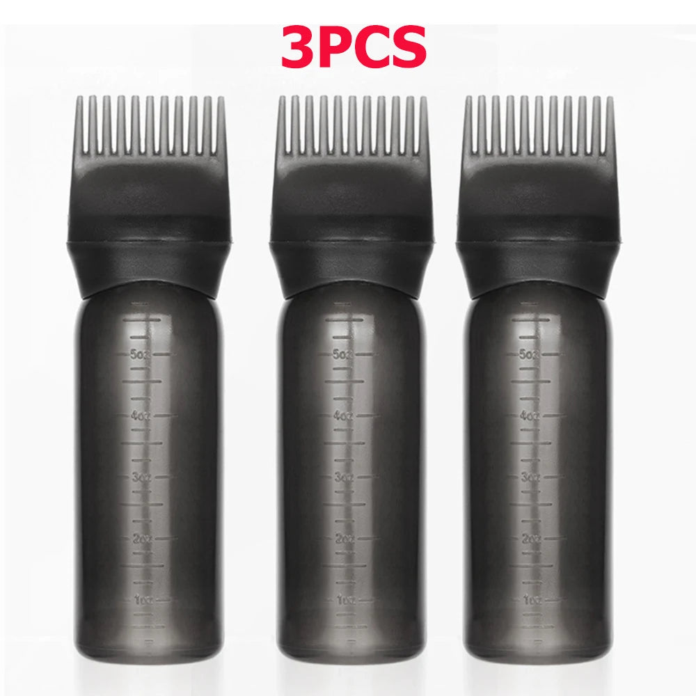 3pcs180ml Hair Oil Applicator Bottle Repeatable Filling Bottle Oil Applicator Bottle for Hair Professional Hairdressing Tools