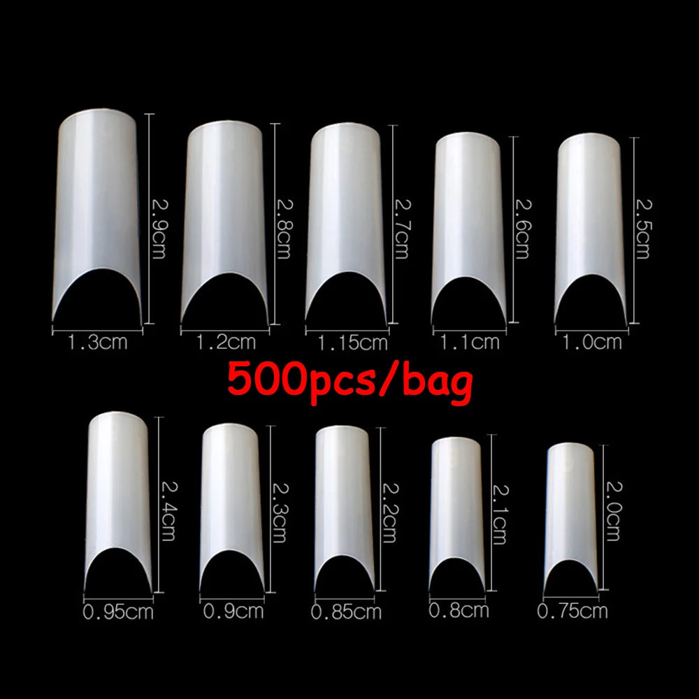500/550pcs Water Pipe Square Shape Tips For Acrylic False Nail,XL Clear/Nature Half Cover False Nail Tips Extensions Capsules