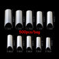 500/550pcs Water Pipe Square Shape Tips For Acrylic False Nail,XL Clear/Nature Half Cover False Nail Tips Extensions Capsules