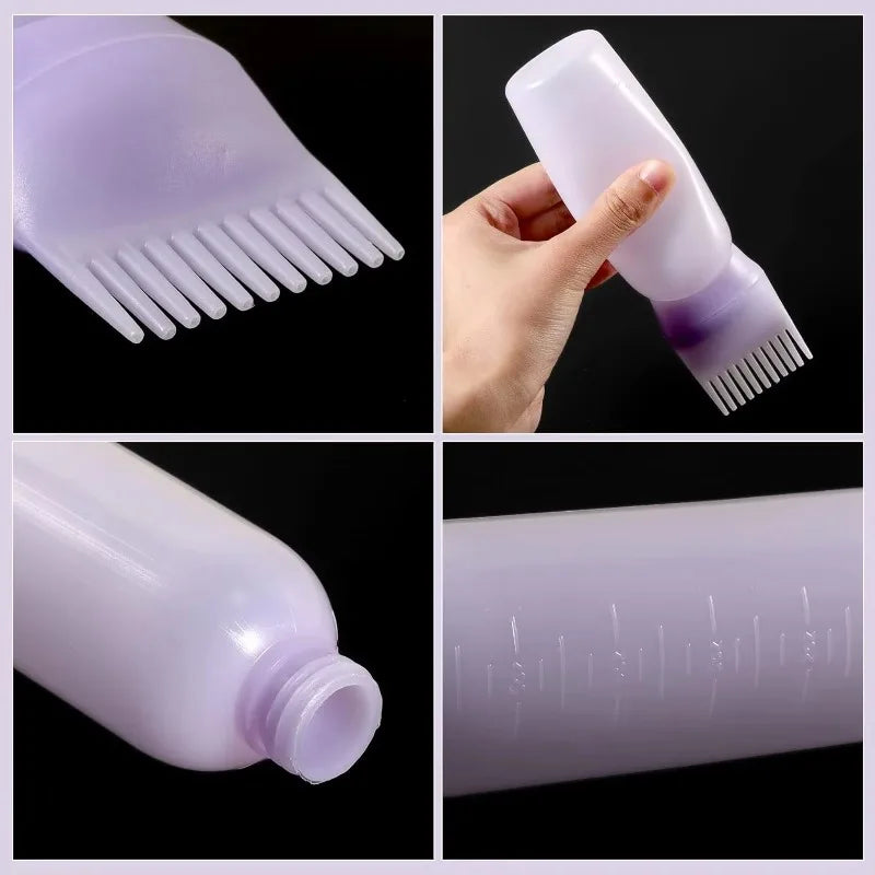 WANMEI Hair Oil Application Bottle 1pcs Hair Oil Applicator Bottle with 4pcs Pointed Mouth Cover for All Hair Types, Plastic Hai