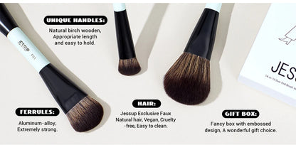 Jessup Makeup Brushes Set 2/3/6/10PCS,Double Sided Foundation Contour Brush Blush Blending Eyeshadow Concealer Cruelty Free T500