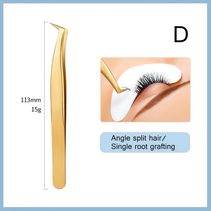 1PC Eyelash Extension Tweezers Lash Tweezer Applicator Extension Supplies Volume Professional Eyebrow Eyelash Gold Tweezers