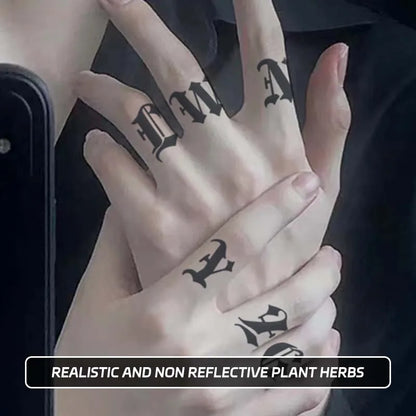 Long-lasting waterproof tattoo stickers simulated non-reflective temporary tattoo English pattern finger arm fake tattoo