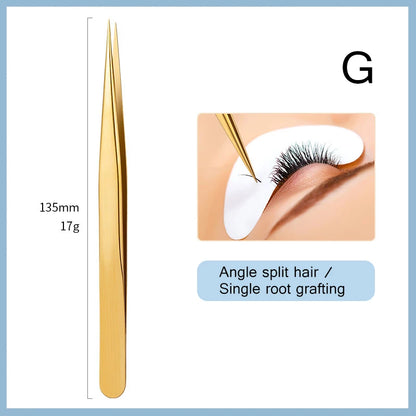 1PC Eyelash Extension Tweezers Lash Tweezer Applicator Extension Supplies Volume Professional Eyebrow Eyelash Gold Tweezers