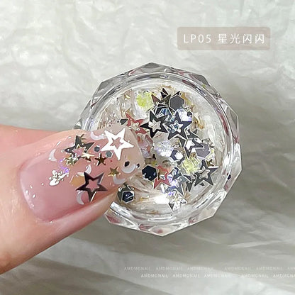 1Pc Mixed Shapes Sparkle Nail Glitter Sequins Polish Star Heart Hexagon Nail Glitter 3D Decals For Nail Shining Decorations