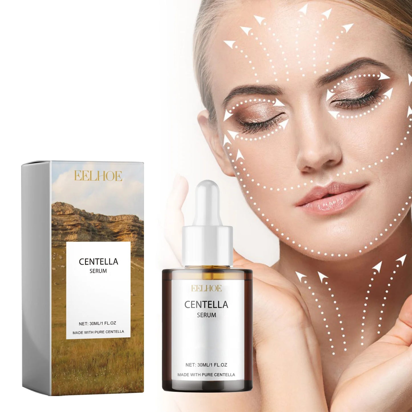 Korean Centella Asiatica Face Serum Shrink Pores Smoothing Rejuvenation Skin Brighten Whitening Cream Facial Moisturizing 30 ml