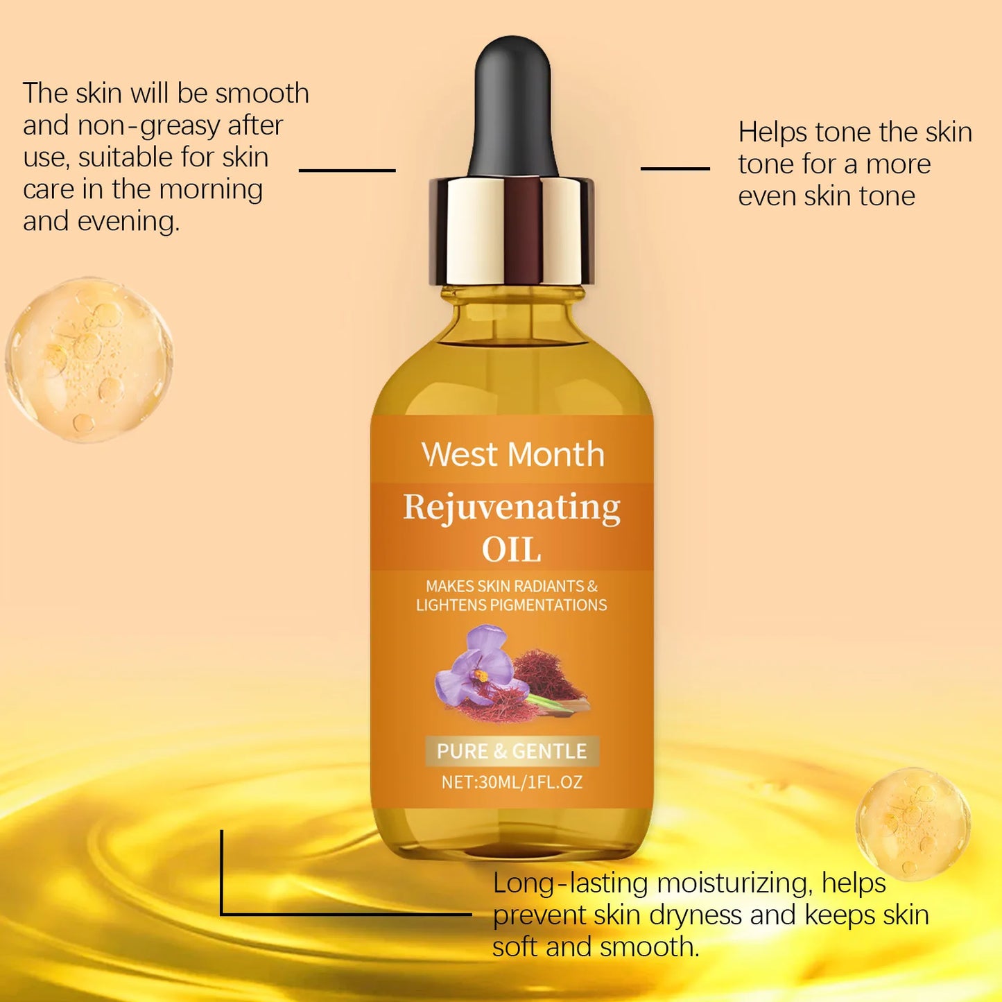 Gentle moisturizing anti-aging saffron facial serum
