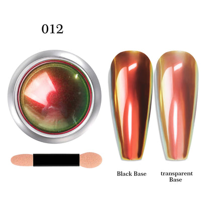 12-Color Glitter Magic Mirror Nail Powder Chameleon Aurora Pigments Multi-Chrome Shift Pigment Iridescent Rainbow Holo Nail Art*