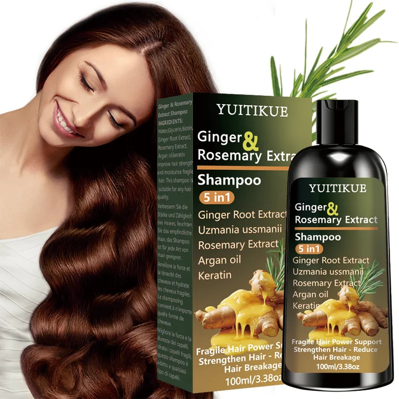 YUITIKUE Ginger & Rosemary Extract Shampoo 5-in-1: Intensive Nourish, Strengthen Hair, Reduce Breakage