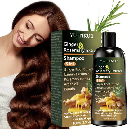 YUITIKUE Ginger & Rosemary Extract Shampoo 5-in-1: Intensive Nourish, Strengthen Hair, Reduce Breakage