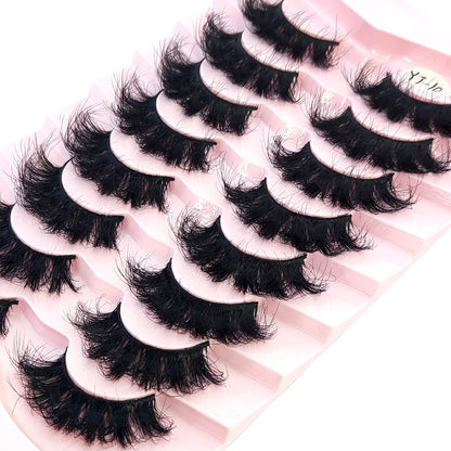 HBZGTLAD 5/8 Pairs of Natural Russian Striped Mink Lashes 3D False Lashes Volume Wavy False Lashes Eyelash Extensions Makeup