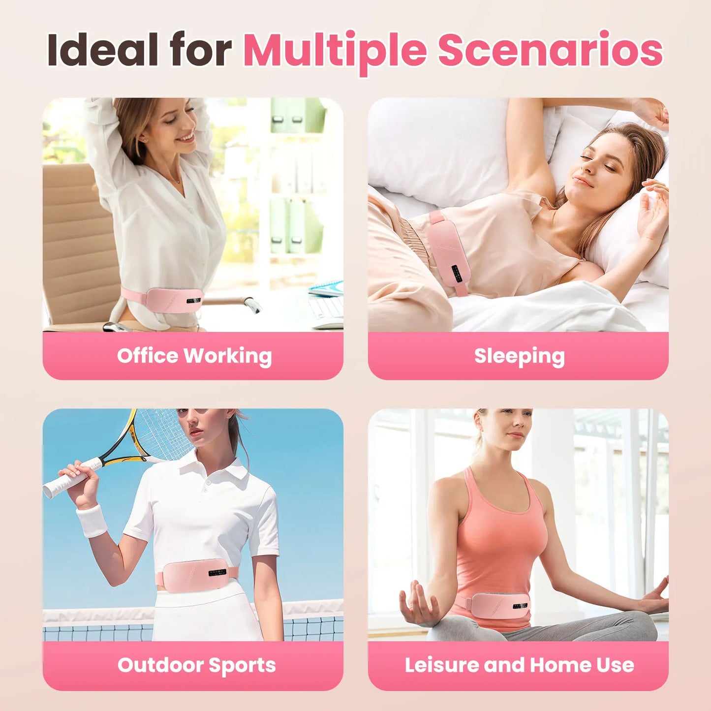 Heated Massage Warming Palace Belt Electric Period Cramp Massager for Menstrual Waist Stomach Abdominal Vibrating Heating Pad