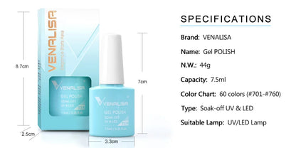 Venalisa 7.5ml HEMA FREE TPO FREE Full Coverage Soak Off UV LED Gel Polish Semi Permanent Nail Varnish Long Wear Gel Lacquer