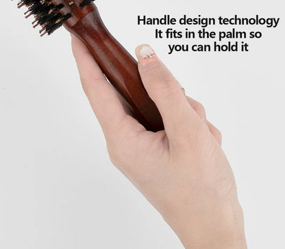 Porcine Bristle Solid Wood Curly Hair Comb Square Handle Hair Styling Roller Comb Flat Rolling Hair Root Fluffy Comb Hairbrush