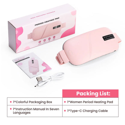 Heated Massage Warming Palace Belt Electric Period Cramp Massager for Menstrual Waist Stomach Abdominal Vibrating Heating Pad