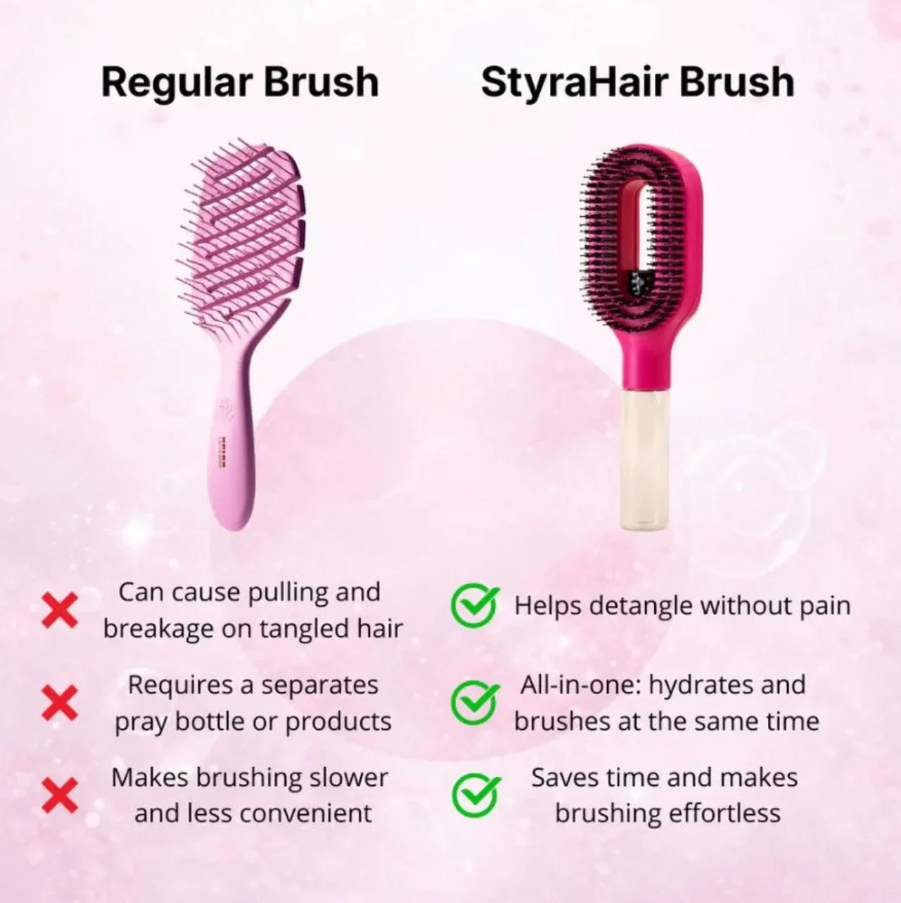 2 in 1 Spray Massage Comb Essential Oil Water Spray Bottle Anti Static Scalp Massager for Hair Detangling Daily Hair Care Salon
