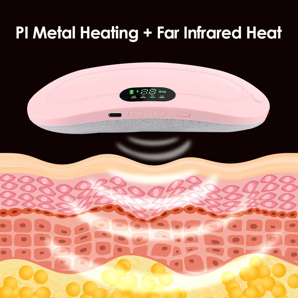 Heated Massage Warming Palace Belt Electric Period Cramp Massager for Menstrual Waist Stomach Abdominal Vibrating Heating Pad