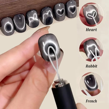full Set Nail Art Cat Eye Magnet Auxiliary Tools For Black Hole Cat Eye&French&Love-heart&Rabbit Design Magnetic Cat Eye Gel