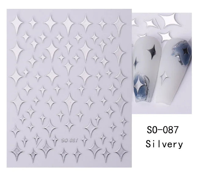 1pcs Golden 3D Metal Laser Starburst Nail Stickers Vibrant Y2K Nail Art Decorations for Manicure French Nail Art and DIY Nail