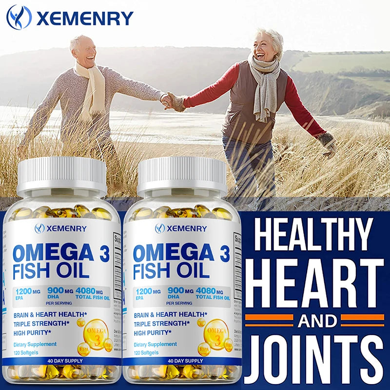 Omega-3 Fish Oil Rich in DHA and EPA - Improve Bad Mood, Relieve Stress, Strengthen The Brain, Improve Memory & Intelligence