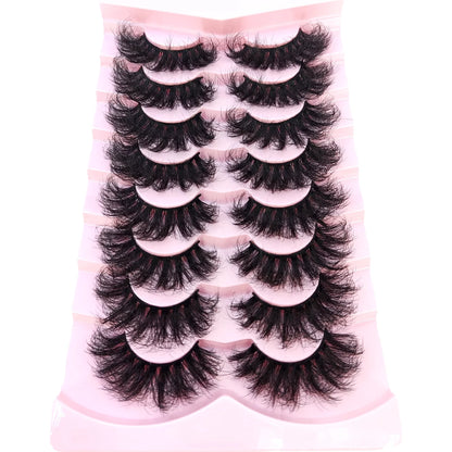 HBZGTLAD 5/8 Pairs of Natural Russian Striped Mink Lashes 3D False Lashes Volume Wavy False Lashes Eyelash Extensions Makeup