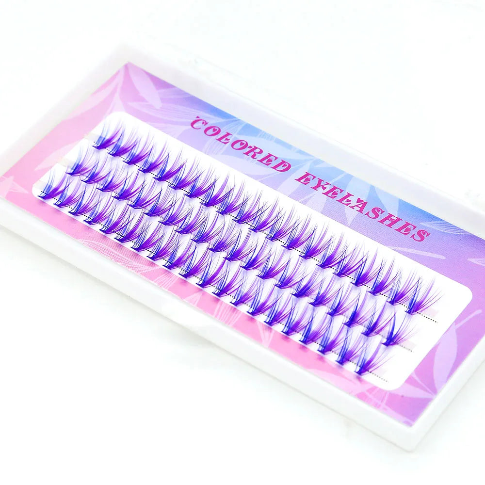 Moonlily Blue Purple Mix Color Lashes Cluster Eyelash Extension Natural Long Volume Effect Faux Bunche Individual Makeup Cilias
