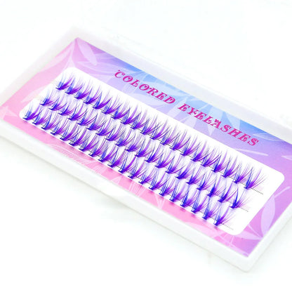 Moonlily Blue Purple Mix Color Lashes Cluster Eyelash Extension Natural Long Volume Effect Faux Bunche Individual Makeup Cilias