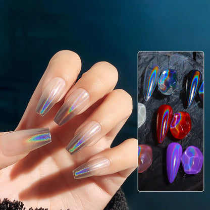 1 Jar Universal Laser Nail Glitter Holographic Powder Transparent Laser Magic Aurora Mirror Glitter UV Gel Pigment Dust