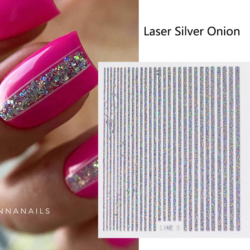 1pcs Golden 3D Metal Laser Starburst Nail Stickers Vibrant Y2K Nail Art Decorations for Manicure French Nail Art and DIY Nail