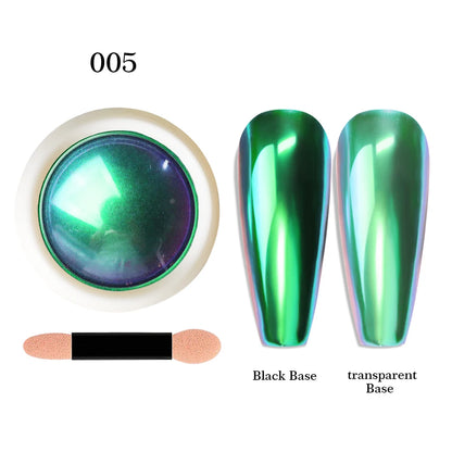 12-Color Glitter Magic Mirror Nail Powder Chameleon Aurora Pigments Multi-Chrome Shift Pigment Iridescent Rainbow Holo Nail Art*