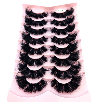 HBZGTLAD 5/8 Pairs of Natural Russian Striped Mink Lashes 3D False Lashes Volume Wavy False Lashes Eyelash Extensions Makeup