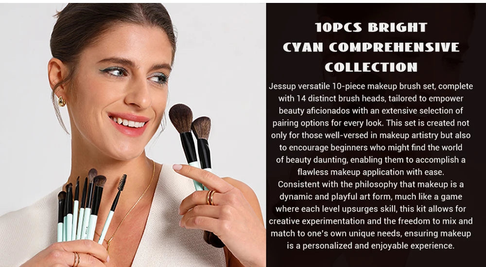 Jessup Makeup Brushes Set 2/3/6/10PCS,Double Sided Foundation Contour Brush Blush Blending Eyeshadow Concealer Cruelty Free T500