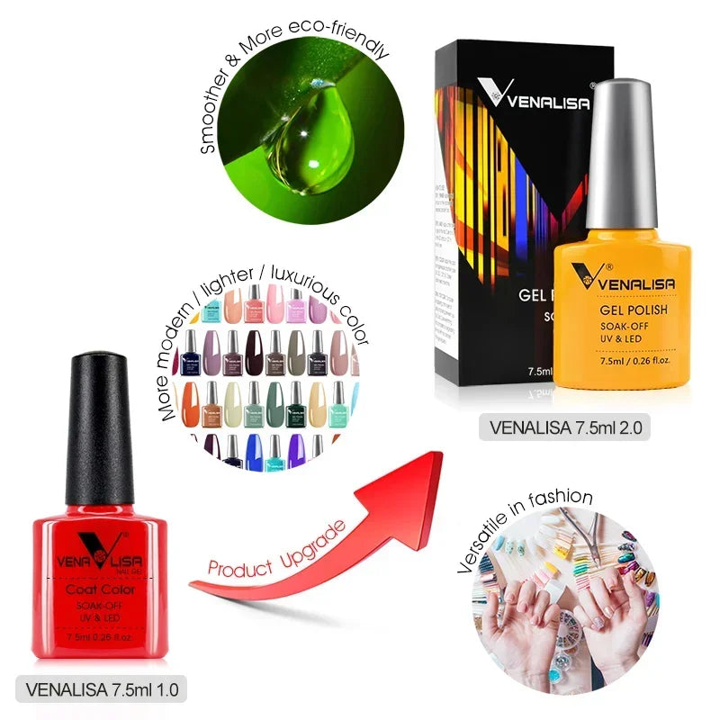 Venalisa 7.5ml HEMA FREE TPO FREE Full Coverage Soak Off UV LED Gel Polish Semi Permanent Nail Varnish Long Wear Gel Lacquer