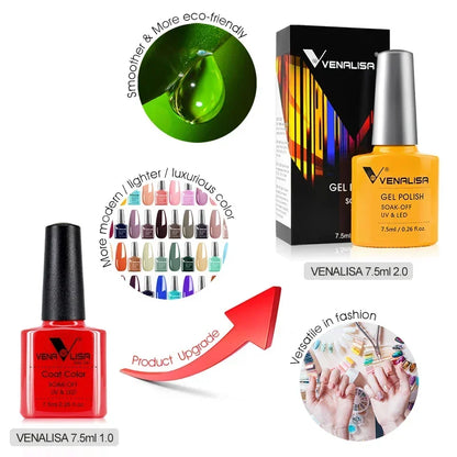 Venalisa 7.5ml HEMA FREE TPO FREE Full Coverage Soak Off UV LED Gel Polish Semi Permanent Nail Varnish Long Wear Gel Lacquer